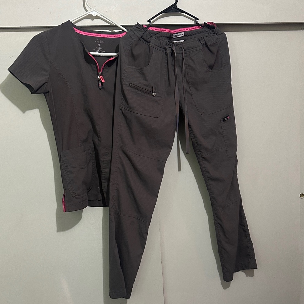 Gray Women's Scrub Shirt And Pant Set
